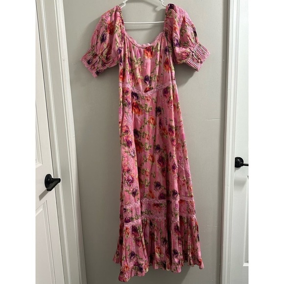 loveshackfancy Mariata Floral Lace Trim Maxi Dress Size 6 - Picture 4 of 13